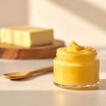 Golden ghee recipe showing creamy texture and rich color in natural light