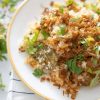 healthy low carb keto chicken biryani made with cauliflower rice and saffron spices