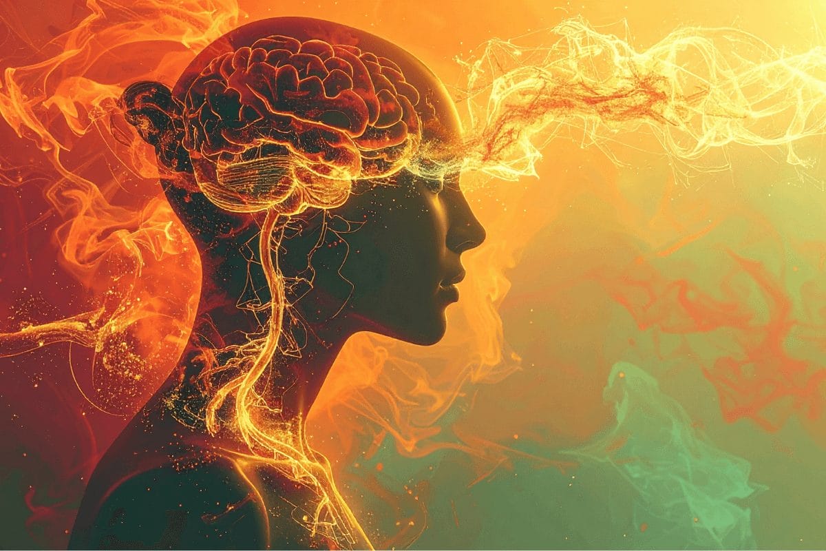 Healing and purpose connection – golden energy thread linking heart and head, symbolizing clarity, alignment, and holistic health.